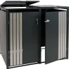 2er-Mülltonnenverkleidung Mit Deckel HxBxT 122x132x84 cm Anthrazit Edelstahl Mülltonne 53kg*PROREGAL Hot