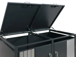 2er-Mülltonnenverkleidung Mit Deckel HxBxT 122x132x84 cm Anthrazit Edelstahl Mülltonne 53kg*PROREGAL Hot