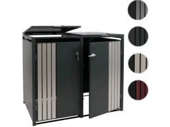 2er-Mülltonnenverkleidung Mit Deckel HxBxT 122x132x84 cm Anthrazit Edelstahl Mülltonne 53kg*PROREGAL Hot