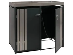 2er-Mülltonnenverkleidung Mit Pflanzkasten HxBxT 125x132x84 cm Anthrazit Edelstahl Mülltonne 55kg*PROREGAL Outlet