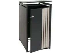 PROREGAL Weitere Ordnungssysteme Für Den Garten|1er-Mülltonnenverkleidung Mit Deckel HxBxT 122x68x84 cm Anthrazit Holzoptik Hell Mülltonne 35kg