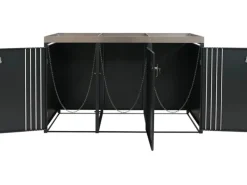 3er-Mülltonnenverkleidung Mit Pflanzkasten HxBxT 125x196x84 cm Anthrazit Holzoptik Hell Mülltonne 75kg*PROREGAL Hot