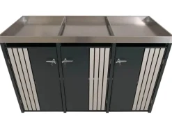 3er-Mülltonnenverkleidung Mit Pflanzkasten HxBxT 125x196x84 cm Anthrazit Holzoptik Hell Mülltonne 75kg*PROREGAL Hot