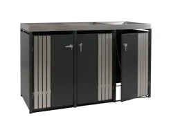 PROREGAL Weitere Ordnungssysteme Für Den Garten|3er-Mülltonnenverkleidung Mit Pflanzkasten HxBxT 125x196x84 cm Anthrazit Edelstahl Mülltonne 75kg