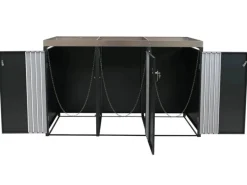 PROREGAL Weitere Ordnungssysteme Für Den Garten|3er-Mülltonnenverkleidung Mit Pflanzkasten HxBxT 125x196x84 cm Anthrazit Edelstahl Mülltonne 75kg