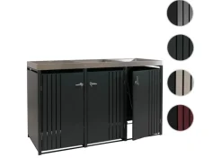 PROREGAL Weitere Ordnungssysteme Für Den Garten|3er-Mülltonnenverkleidung Mit Pflanzkasten HxBxT 125x196x84 cm Anthrazit Edelstahl Mülltonne 75kg