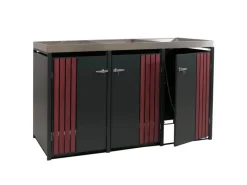 PROREGAL Weitere Ordnungssysteme Für Den Garten|3er-Mülltonnenverkleidung Mit Pflanzkasten HxBxT 125x196x84 cm Anthrazit Holzoptik Dunkel Mülltonne 75kg