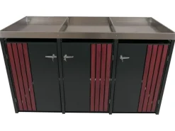 PROREGAL Weitere Ordnungssysteme Für Den Garten|3er-Mülltonnenverkleidung Mit Pflanzkasten HxBxT 125x196x84 cm Anthrazit Holzoptik Dunkel Mülltonne 75kg