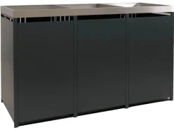 PROREGAL Weitere Ordnungssysteme Für Den Garten|3er-Mülltonnenverkleidung Mit Pflanzkasten HxBxT 125x196x84 cm Anthrazit Holzoptik Dunkel Mülltonne 75kg