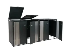 PROREGAL Weitere Ordnungssysteme Für Den Garten|4er-Mülltonnenverkleidung Mit Deckel HxBxT 122x250x84 cm Anthrazit Edelstahl Mülltonne 104kg