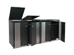 PROREGAL Weitere Ordnungssysteme Für Den Garten|4er-Mülltonnenverkleidung Mit Deckel HxBxT 122x250x84 cm Anthrazit Edelstahl Mülltonne 104kg