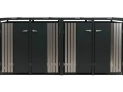 PROREGAL Weitere Ordnungssysteme Für Den Garten|4er-Mülltonnenverkleidung Mit Deckel HxBxT 122x250x84 cm Anthrazit Edelstahl Mülltonne 104kg