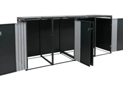 PROREGAL Weitere Ordnungssysteme Für Den Garten|4er-Mülltonnenverkleidung Mit Deckel HxBxT 122x250x84 cm Anthrazit Edelstahl Mülltonne 104kg