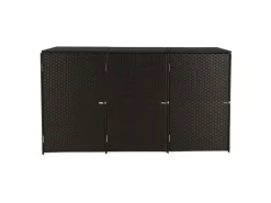 3er-Mülltonnenverkleidung HxBxT 110x195x66 cm Poly-Rattan 3x120L Mülltonnenbox Mülltonnenabdeckung*PROREGAL Discount