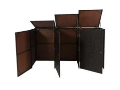 3er-Mülltonnenverkleidung HxBxT 110x195x66 cm Poly-Rattan 3x120L Mülltonnenbox Mülltonnenabdeckung*PROREGAL Discount
