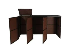 3er-Mülltonnenverkleidung HxBxT 110x195x66 cm Poly-Rattan 3x120L Mülltonnenbox Mülltonnenabdeckung*PROREGAL Discount