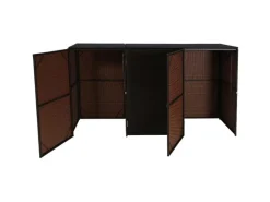 3er-Mülltonnenverkleidung HxBxT 110x195x66 cm Poly-Rattan 3x120L Mülltonnenbox Mülltonnenabdeckung*PROREGAL Discount