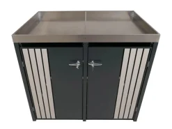 2er-Mülltonnenverkleidung Mit Pflanzkasten HxBxT 125x132x84 cm Anthrazit Holzoptik Hell Mülltonne 55kg*PROREGAL Online