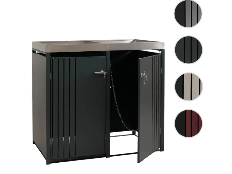 2er-Mülltonnenverkleidung Mit Pflanzkasten HxBxT 125x132x84 cm Anthrazit Holzoptik Hell Mülltonne 55kg*PROREGAL Online