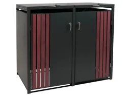 2er-Mülltonnenverkleidung Mit Deckel HxBxT 122x132x84 cm Anthrazit Holzoptik Dunkel Mülltonne 53kg*PROREGAL Outlet