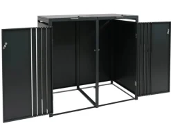 2er-Mülltonnenverkleidung Mit Deckel HxBxT 122x132x84 cm Anthrazit Holzoptik Dunkel Mülltonne 53kg*PROREGAL Outlet