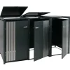 PROREGAL Weitere Ordnungssysteme Für Den Garten|3er-Mülltonnenverkleidung Mit Deckel HxBxT 122x200x84 cm Anthrazit Edelstahl Mülltonne 83kg