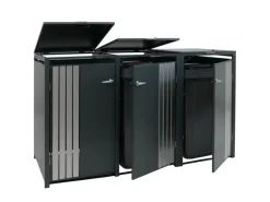 PROREGAL Weitere Ordnungssysteme Für Den Garten|3er-Mülltonnenverkleidung Mit Deckel HxBxT 122x200x84 cm Anthrazit Edelstahl Mülltonne 83kg