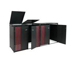 4er-Mülltonnenverkleidung Mit Deckel HxBxT 122x250x84 cm Anthrazit Holzoptik Dunkel Mülltonne 104kg*PROREGAL Sale