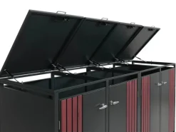 4er-Mülltonnenverkleidung Mit Deckel HxBxT 122x250x84 cm Anthrazit Holzoptik Dunkel Mülltonne 104kg*PROREGAL Sale