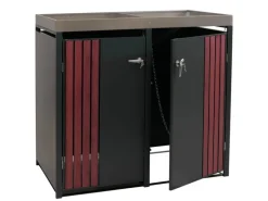 2er-Mülltonnenverkleidung Mit Pflanzkasten HxBxT 125x132x84 cm Anthrazit Holzoptik Dunkel Mülltonne 55kg*PROREGAL Best