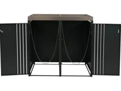 2er-Mülltonnenverkleidung Mit Pflanzkasten HxBxT 125x132x84 cm Anthrazit Holzoptik Dunkel Mülltonne 55kg*PROREGAL Best