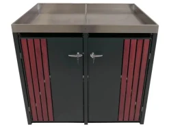 2er-Mülltonnenverkleidung Mit Pflanzkasten HxBxT 125x132x84 cm Anthrazit Holzoptik Dunkel Mülltonne 55kg*PROREGAL Best