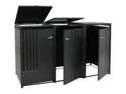 3er-Mülltonnenverkleidung Mit Deckel HxBxT 122x200x84 cm Anthrazit Mülltonne 83kg*PROREGAL Outlet