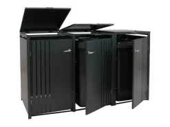 3er-Mülltonnenverkleidung Mit Deckel HxBxT 122x200x84 cm Anthrazit Mülltonne 83kg*PROREGAL Outlet