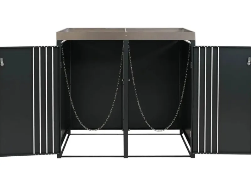 PROREGAL Weitere Ordnungssysteme Für Den Garten|2er-Mülltonnenverkleidung Mit Pflanzkasten HxBxT 125x132x84 cm Anthrazit Mülltonne 55kg