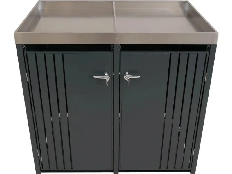 PROREGAL Weitere Ordnungssysteme Für Den Garten|2er-Mülltonnenverkleidung Mit Pflanzkasten HxBxT 125x132x84 cm Anthrazit Mülltonne 55kg