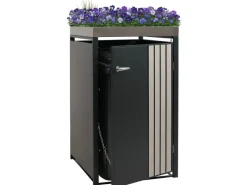1er-Mülltonnenverkleidung Mit Pflanzkasten HxBxT 125x68x84 cm Anthrazit Holzoptik Hell Mülltonne 35kg*PROREGAL Hot