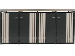 4er-Mülltonnenverkleidung Mit Pflanzkasten HxBxT 125x260x84 cm Anthrazit Holzoptik Hell Mülltonne 95kg*PROREGAL Clearance