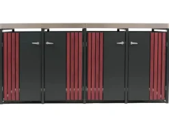 4er-Mülltonnenverkleidung Mit Pflanzkasten HxBxT 125x260x84 cm Anthrazit Holzoptik Dunkel Mülltonne 95kg*PROREGAL Discount