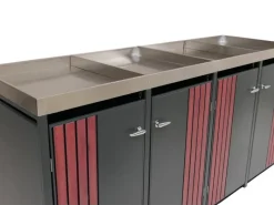 4er-Mülltonnenverkleidung Mit Pflanzkasten HxBxT 125x260x84 cm Anthrazit Holzoptik Dunkel Mülltonne 95kg*PROREGAL Discount