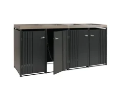 PROREGAL Weitere Ordnungssysteme Für Den Garten|4er-Mülltonnenverkleidung Mit Pflanzkasten HxBxT 125x260x84 cm Anthrazit Mülltonne 95kg