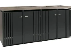 PROREGAL Weitere Ordnungssysteme Für Den Garten|4er-Mülltonnenverkleidung Mit Pflanzkasten HxBxT 125x260x84 cm Anthrazit Mülltonne 95kg