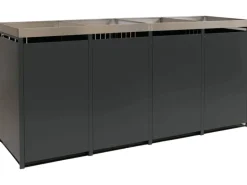 PROREGAL Weitere Ordnungssysteme Für Den Garten|4er-Mülltonnenverkleidung Mit Pflanzkasten HxBxT 125x260x84 cm Anthrazit Mülltonne 95kg