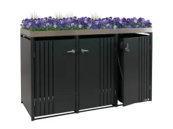 3er-Mülltonnenverkleidung Mit Pflanzkasten HxBxT 125x196x84 cm Anthrazit Mülltonne 75kg*PROREGAL