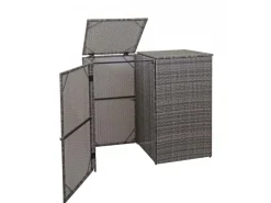 PROREGAL Weitere Ordnungssysteme Für Den Garten|2er-Mülltonnenverkleidung HxBxT 176x130x131 cm Poly-Rattan 2x120L Mülltonnenbox Mülltonnenabdeckung