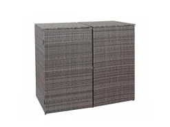 PROREGAL Weitere Ordnungssysteme Für Den Garten|2er-Mülltonnenverkleidung HxBxT 176x130x131 cm Poly-Rattan 2x120L Mülltonnenbox Mülltonnenabdeckung