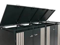 PROREGAL Weitere Ordnungssysteme Für Den Garten|4er-Mülltonnenverkleidung Mit Deckel HxBxT 122x250x84 cm Anthrazit Holzoptik Hell Mülltonne 104kg