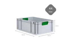 PROREGAL Sportgeräte|Eurobox Nextgen Color HxBxT 22 x 40 x 60 cm 44 Liter Griffe Grün Geschlossen Verstärkter Boden Eurobehälter Transportbox