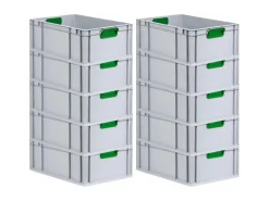 PROREGAL Sportgeräte|Eurobox Nextgen Color HxBxT 22 x 40 x 60 cm 44 Liter Griffe Grün Geschlossen Verstärkter Boden Eurobehälter Transportbox