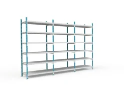 PROREGAL Sportgeräte|Fachbodenregal Maximus HxBxT 220 x 125 x 60 cm 7 Ebenen PVC-Fachboden Fachlast 152 kg Lichtblau-Lichtgrau